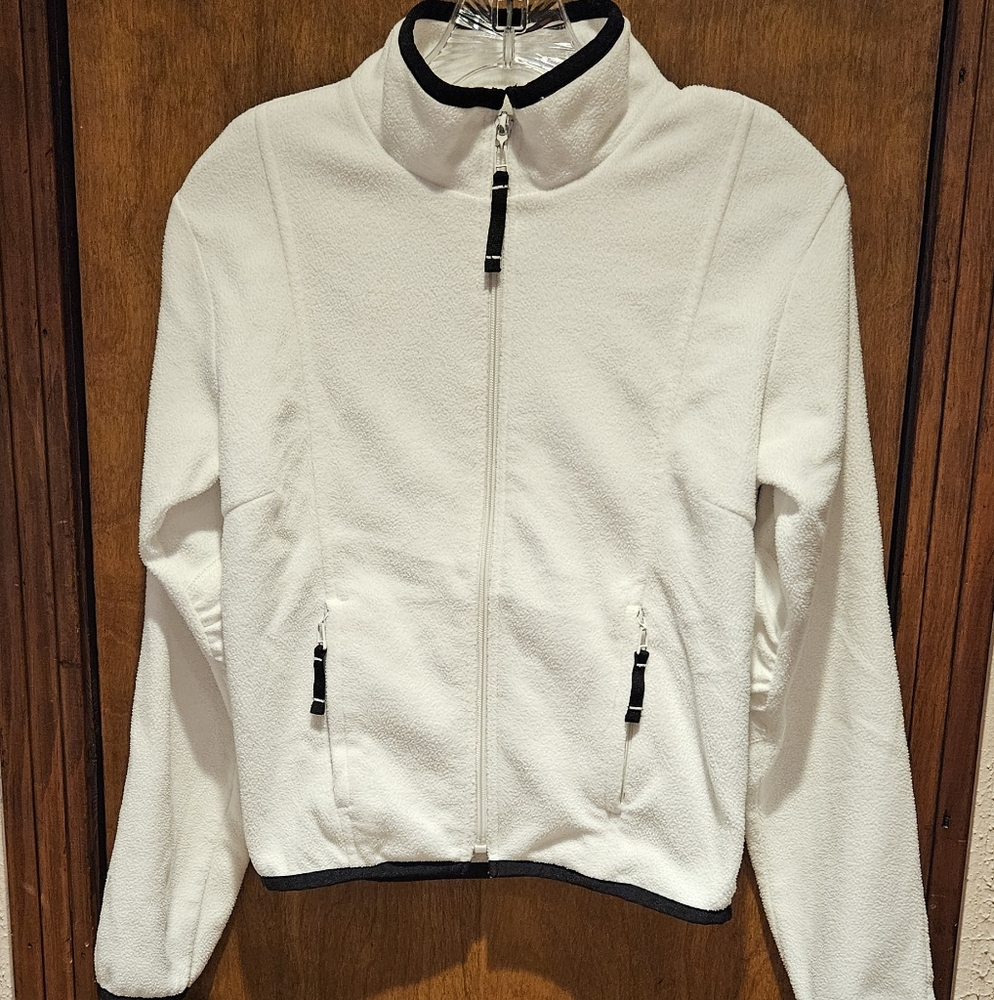 Danskin Ladies Zip-Up Jacket  Size S 4-6 White With Black Trim
